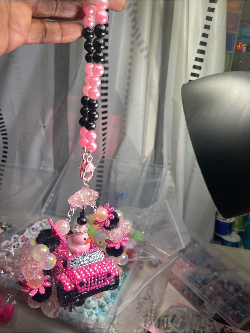 Custom Rhinestone Jeep Duck Hanger - Picture 1 of 2